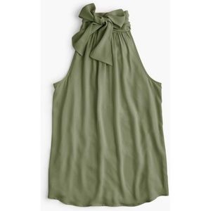 Olive Green Drapey Halter Top Tie Neck